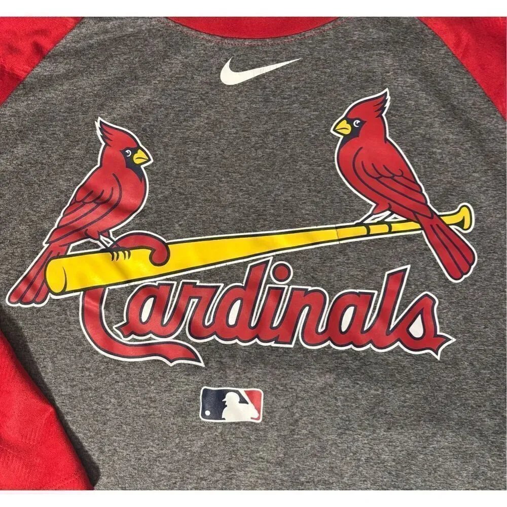 Nike St Louis Cardinals Shirt Adult Large Athletic Fit Gray 3/4 Sleeve Dri-Fit